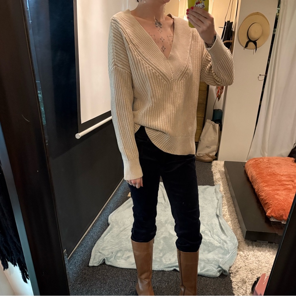 Aerie Tan V-neck sweater